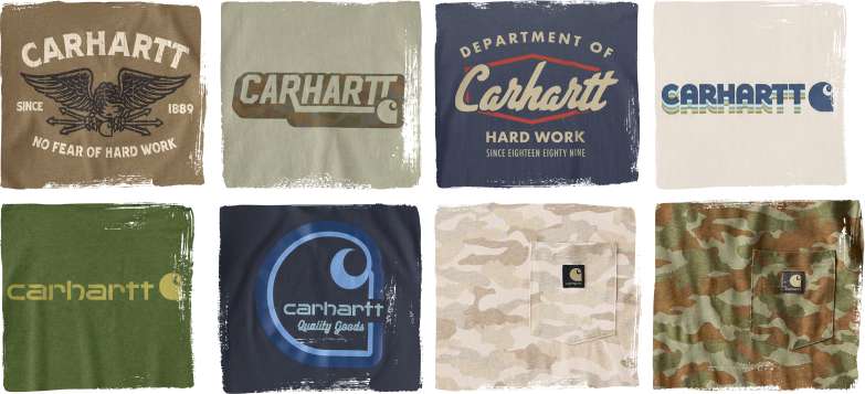 Collage of Carhartt graphic T-shirt designs