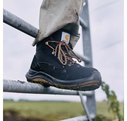 close up of a carhartt boot