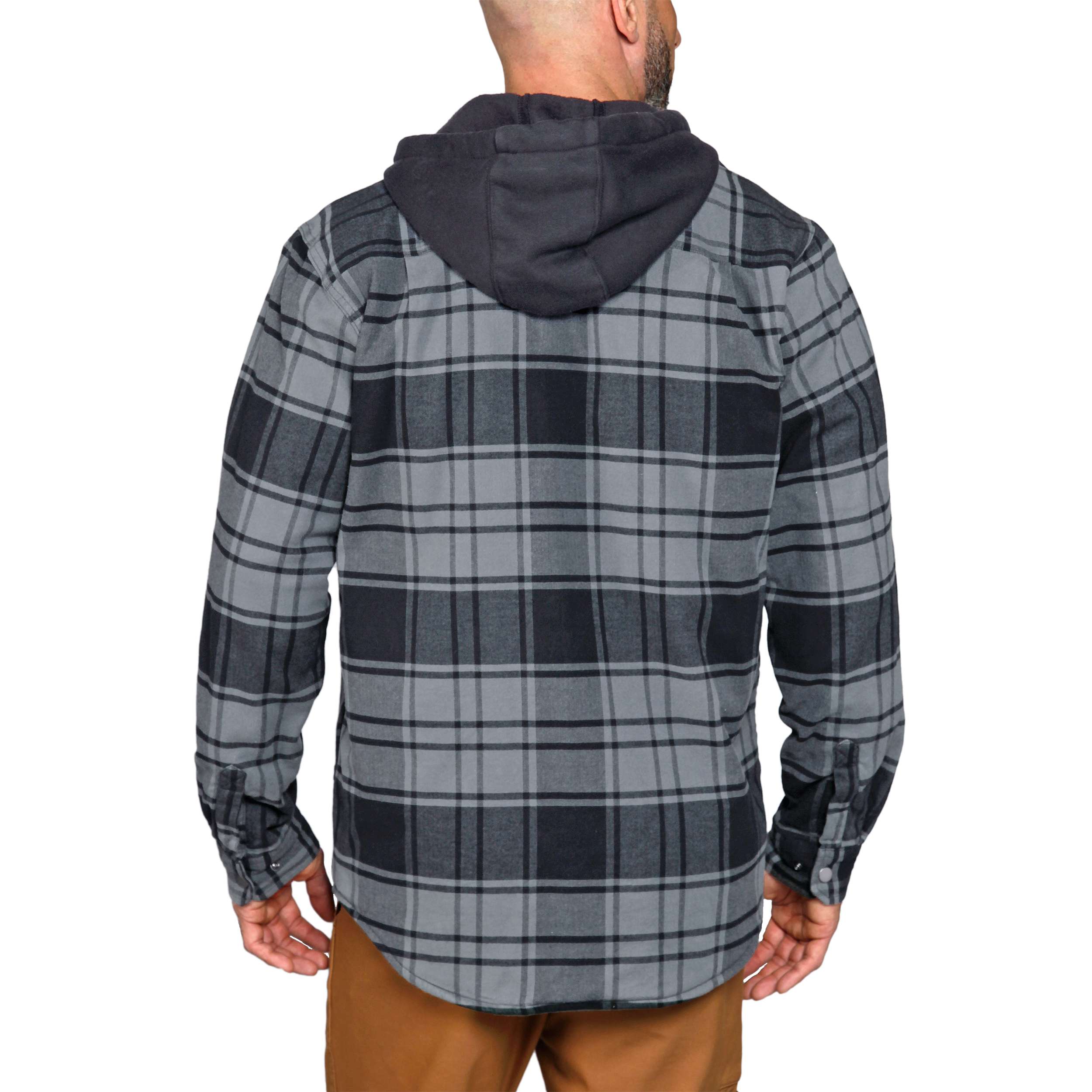 RUGGED FLEX™ RELAXED FIT FLANNEL FLEECE LINED HOODED SHIRT JAC