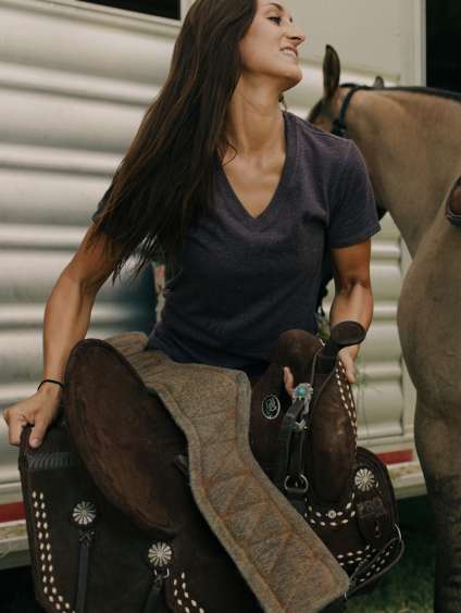 woman with saddle