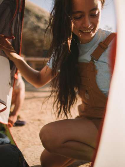 woman in tent