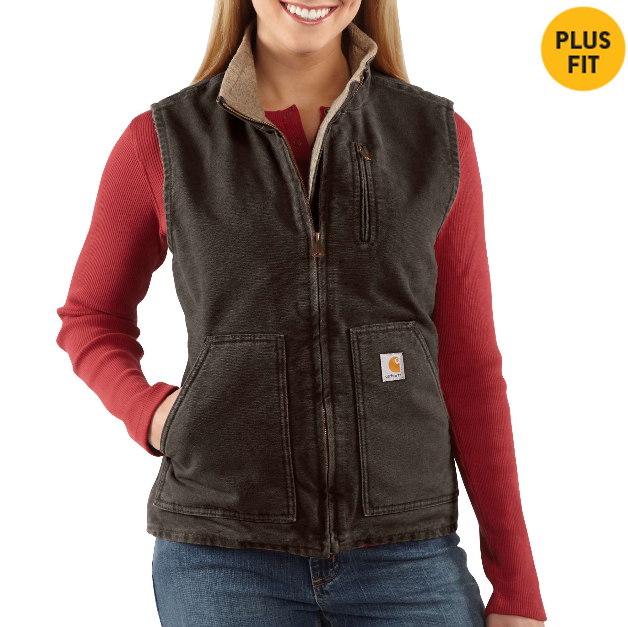 Download Women's Sandstone Mock-Neck Vest/Sherpa-Lined WV001 | Carhartt