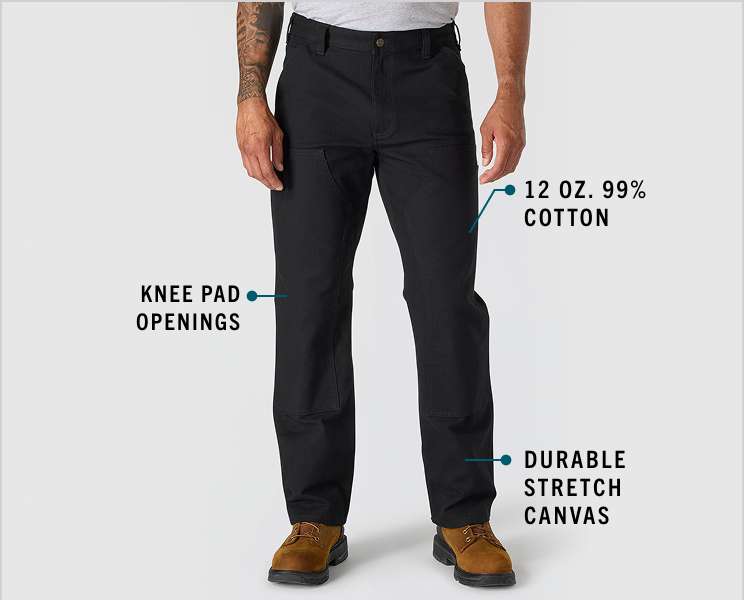Men's Relaxed Straight Fit Rugged Flex Duck Double-Knee Work Pants