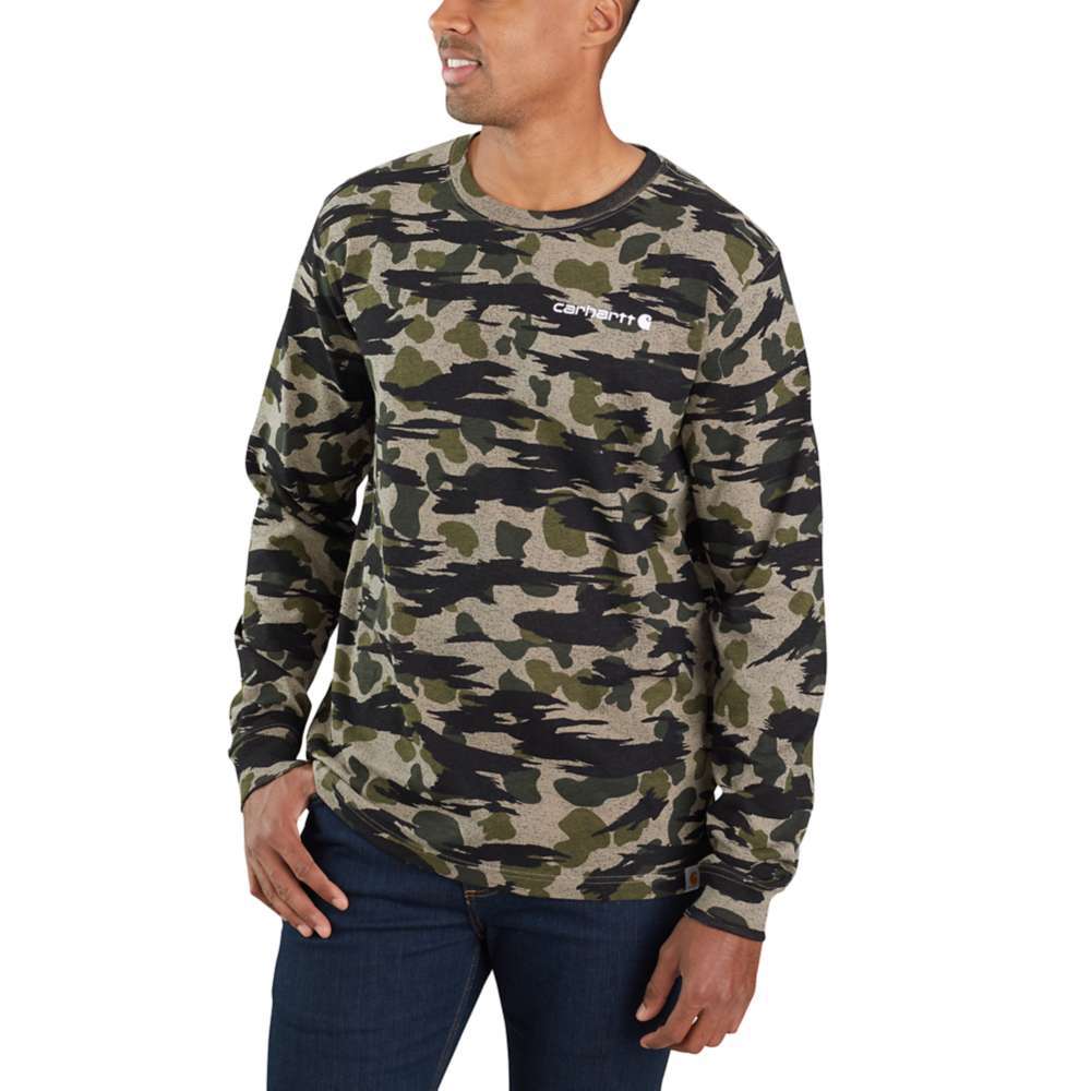 LONG-SLEEVE CAMO LOGO GRAPHIC T-SHIRT