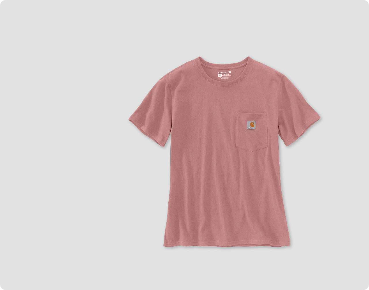 Heavyweight cotton jersey knit, Classic sewn-on Carhartt patch, Longer fit for extra coverage