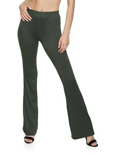 RainbowSolid Flare Pants in Olive Size: Small | DailyMail