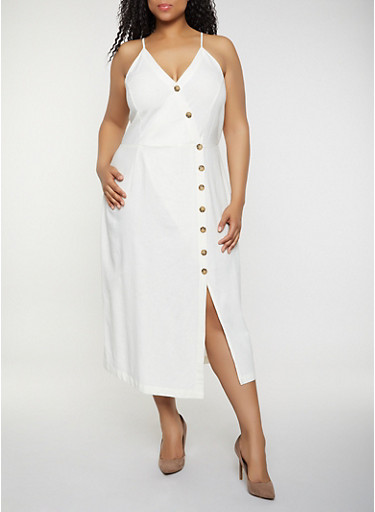 asymmetric button front dress