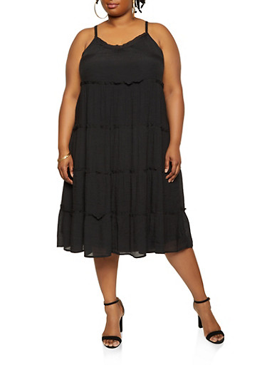 Plus Size Tiered Sundress - Rainbow