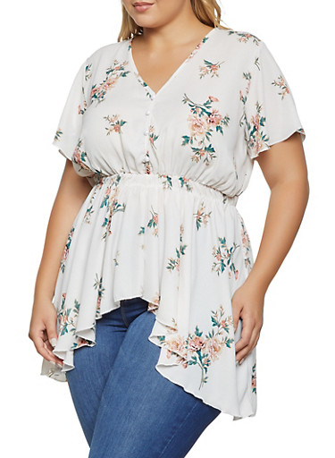 high low floral top