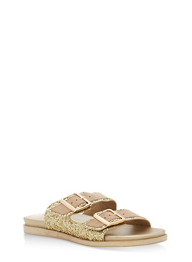 double buckle glitter sandals