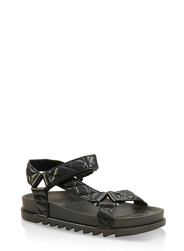 flat sandals with quilted straps