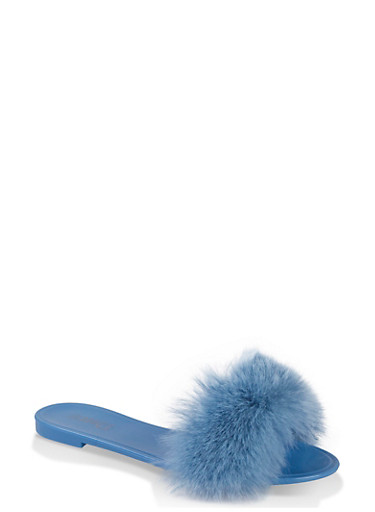 faux fur slide sandals