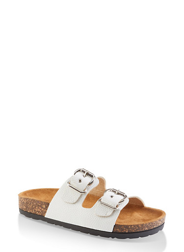 Double Buckle Footbed Slides - Rainbow