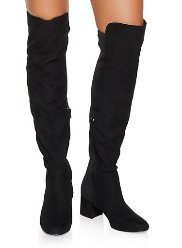 over the knee boots stretch back