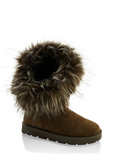 tan faux fur boots