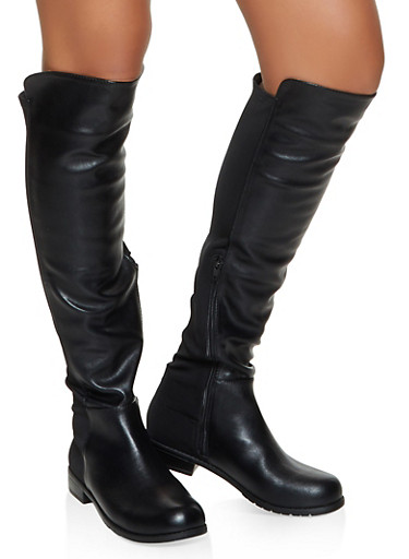 Stretch Back Knee High Boots - Rainbow