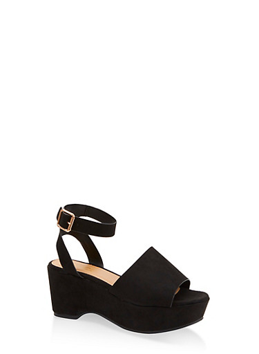 black suede wedges with ankle strap