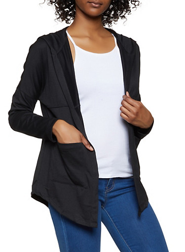 hooded open front cardigan