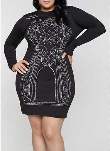 black studded bodycon dress