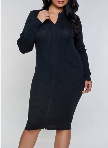 zip front sweater dress