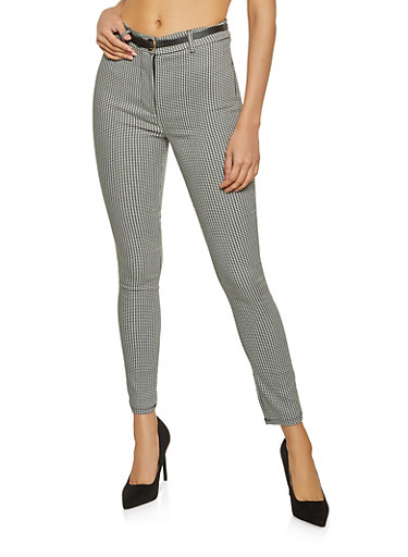 Belted Houndstooth Dress Pants - Rainbow