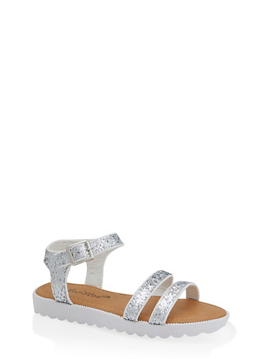 2 strap glitter sandals