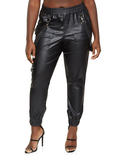 leather joggers plus size