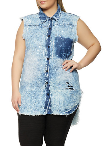 denim plus size tops