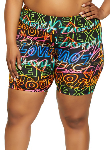 neon plus size biker shorts