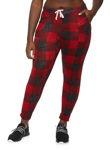 plus size plaid joggers