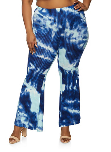 blue tie dye flare pants