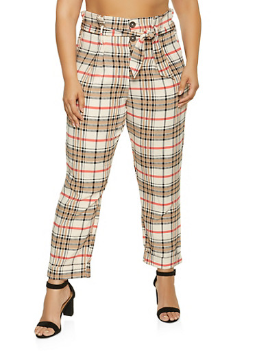 plus size green plaid pants