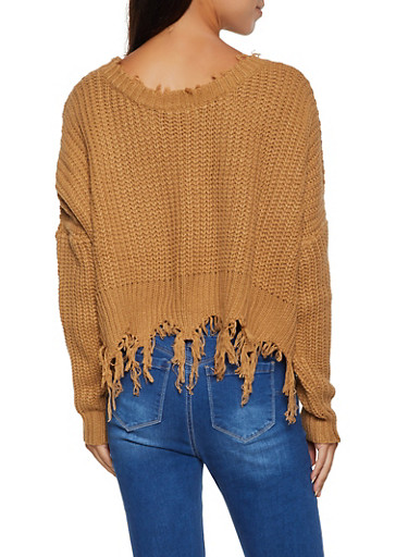 frayed v neck sweater