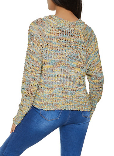 V Neck Popcorn Knit Sweater - Rainbow