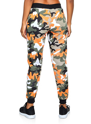 Fleece Lined Camo Joggers - Rainbow