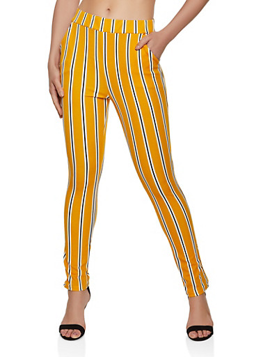 Striped Skinny Dress Pants - Rainbow