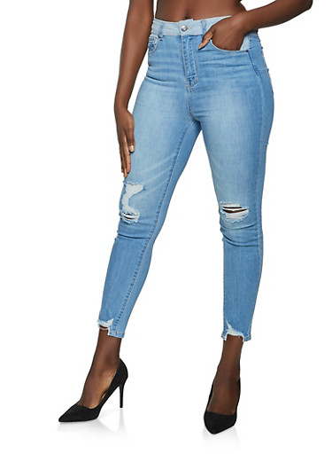 wax high waisted skinny jeans