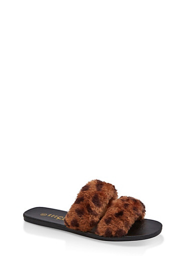 2 strap fur sandals