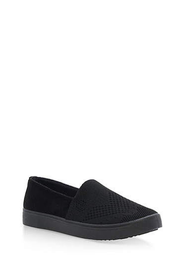 black knit slip on sneakers