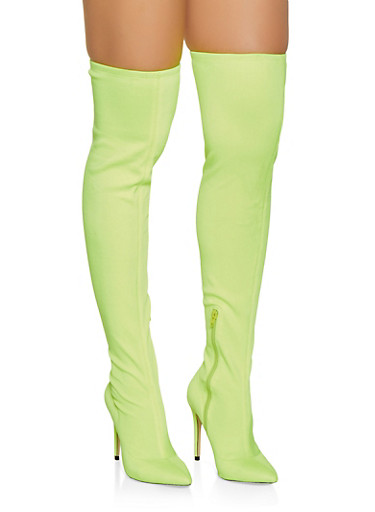 neon yellow knee high boots