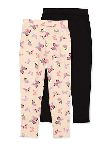 /_Multicolor/_Size-5-6 Years/_71400011920-IW-P4-28 Pack Of 4 and 2 Cotton Printed Legging Pants Indistar Girls 2 Cotton Solid Legging Pants