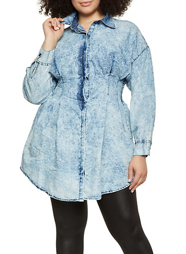 denim shacket plus size