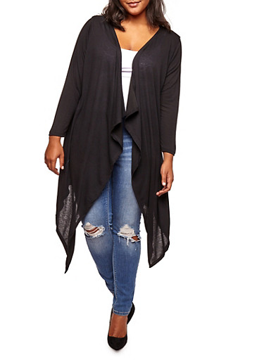 Plus Size Asymmetrical Slashed Back Duster - Rainbow