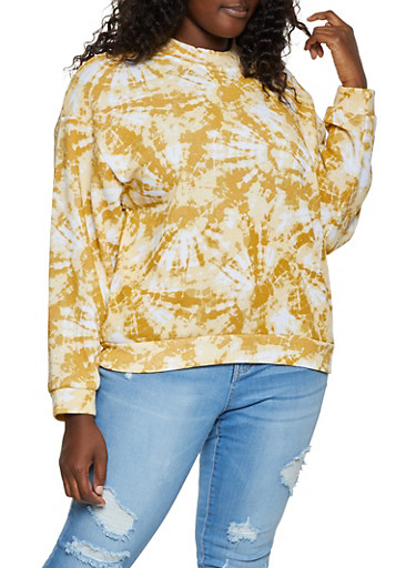 Download Plus Size Tie Dye Mock Neck Sweatshirt - Rainbow