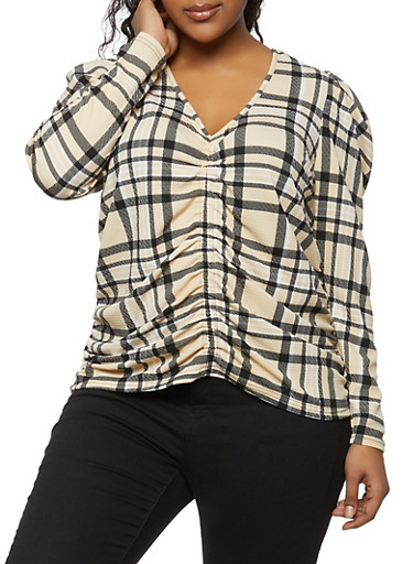 plus size plaid tops