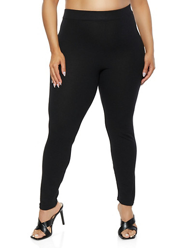 Plus Size Ribbed Knit Leggings