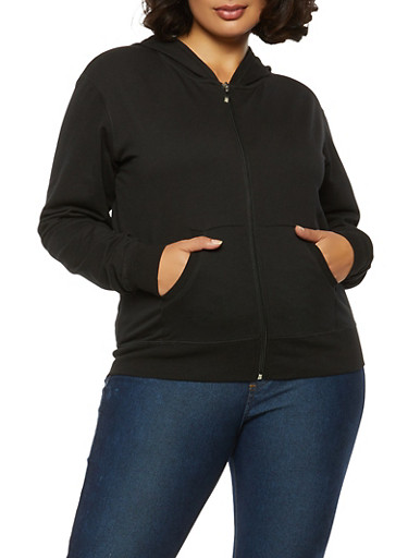 Plus Size Hooded Zip Up Sweatshirt - Rainbow