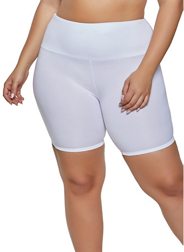 plus size white biker shorts