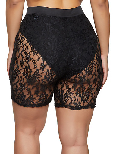 plus size lace biker shorts