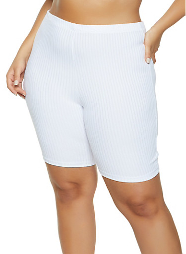 white plus size biker shorts